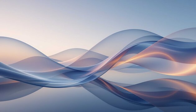 Abstract metallic waves reflecting sunrise glow with smooth elegant curves