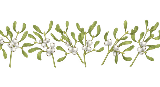 Delicate mistletoe garland with white berries on black background