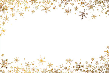 Gold snowflakes and stars border frame