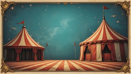Vintage Circus Poster Background – Retro Carnival Theme with Classic Red and Yellow Stripes