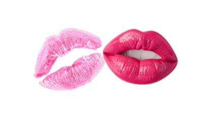 Collection of Two Romantic Lip Imprint Designs isolated on transparent background