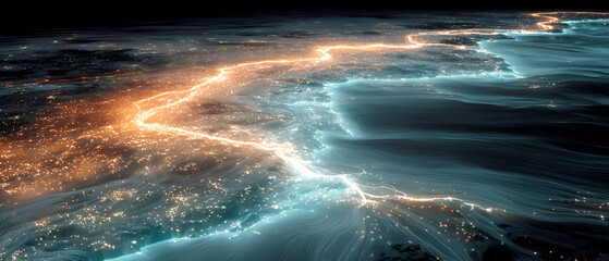 Abstract Glowing Network Visualized on Transparent Background