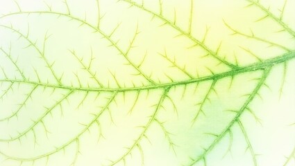 Detailed macro shot of a translucent leaf reveals intricate veins and textures, creating a vibrant display of nature with shades of green and yellow gradients against a soft, luminous backdrop,...