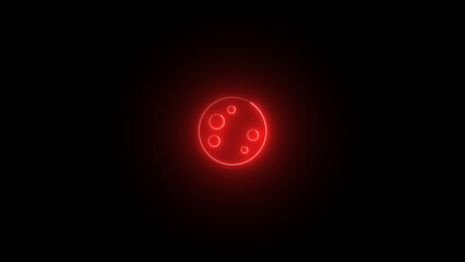 Neon line full moon icon on the black background.