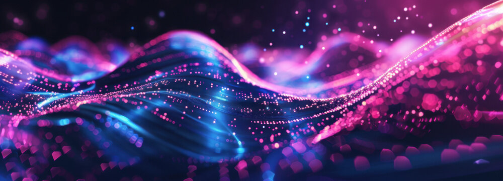 Abstract Neon Waves: Dynamic, abstract waves of neon light undulate in a mesmerizing dance, evoking a sense of technological sophistication and vibrant energy.