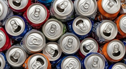 Pile of Aluminum Cans A Colorful Overview of Drink Containers