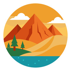 Cartoon Mountain and Desert Landscape in Aswan Egypt 