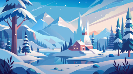 winter landscape with mountains