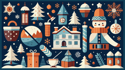 christmas greeting card with a house