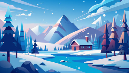 winter landscape with mountains