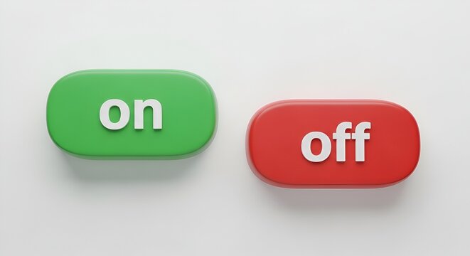 Conceptual 3D rendering of on and off buttons illustrating connectivity states
