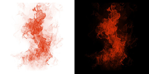 Fiery smoke plume on contrasting backgrounds, creating a dramatic visual effect isolated on transparent background