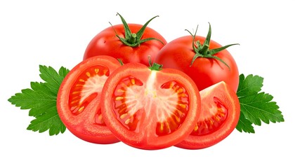Fresh Tomatoes - A Vibrant Display of Red and Green.