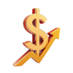 Fototapeta premium Golden Dollar Sign With Upward Trend Arrow Illustrating Financial Growth And Economic Progress