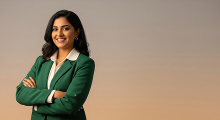 indian businesswoman standing confidently At office