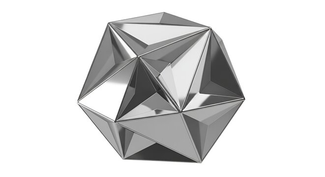 Sleek metallic icosahedron: Modern polygon shape with futuristic aesthetic
