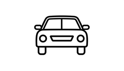 Obraz premium A simplified, outline-style illustration of a passenger vehicle, viewed from the front, in black and white