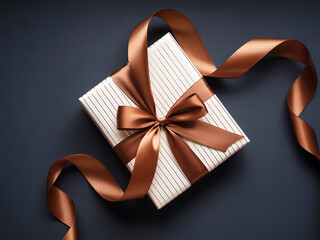 Elegant White Gift Box Wrapped with a Luxurious Satin Ribbon Bow