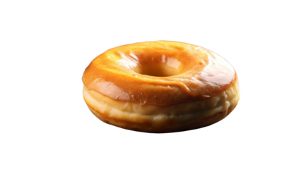 classic-glazed-donut-on-dark-black-wooden-board isolated on white background