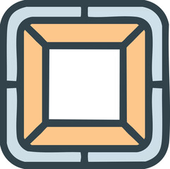 Abstract geometric square frame icon with rounded corners, representing a focal point or a versatile UI element for modern digital applications and web design
