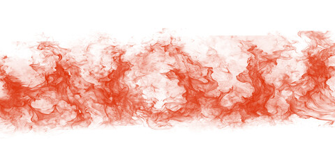 Abstract red fiery flames isolated on transparent background, creating a dreamy atmosphere