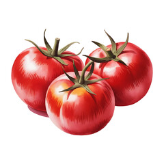 Fresh ripe red tomatoes with green stems healthy diet