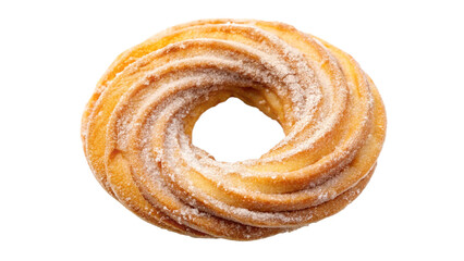  top-view-of-sugared-cruller-donut-ring--isolated on white background