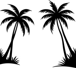 Fototapeta premium silhouette of palm trees on the beach
