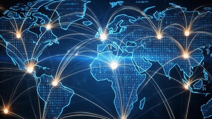 Global network connection and data connections World map technology - Powered by Adobe