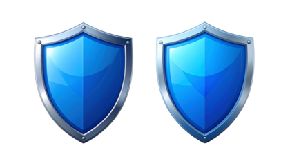 Pair of Blue Shield Variations: Protection and Security Concept isolated on transparent background