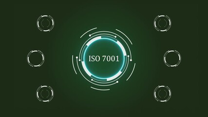 ISO 7001 quality management system concept 4k animation. Technological virtual network connecting service with graphical icons, diverse and industry. - Powered by Adobe