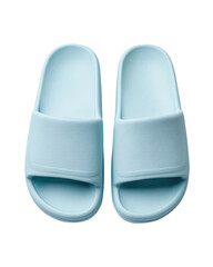 Two light blue casual slide sandals viewed from above, solid color
