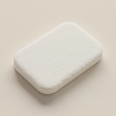 White Rectangular Sponge with Fine Powdered Surface on Light Background