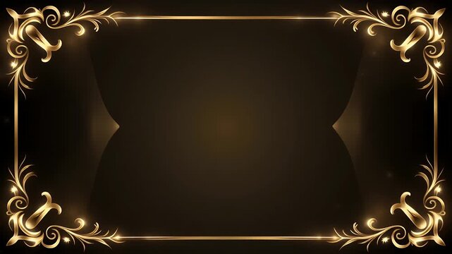 Elegant golden frame animated border shining brightly for luxury invitations and designs