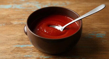 Chogochujang Sauce in Brown Ceramic Bowl