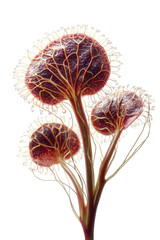 Burgundy, veined, round leaves with fringed edges on dark stems