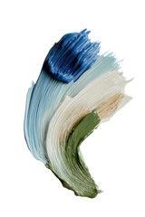 Swirl of blue, beige, and green paint, textured against black
