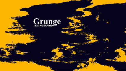 Obraz premium Abstract grunge background with dark blue brush strokes on a vibrant yellow textured surface