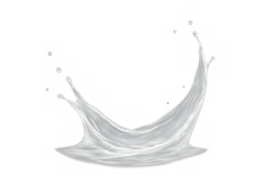Milk splash creating a crown shape with droplets, white liquid splashing, dairy product movement with transparent background