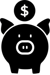 Money savings icon. Piggy bank with coin money vector icon. Vector graphics and not Artificial Intelligence, logo illustration. Replaceable vector design.