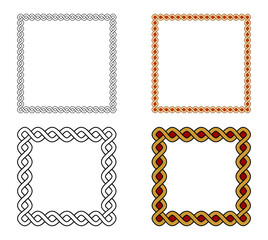 Wavy Lines Ornament Decorative Square Frame Border Vector Illustration Set
