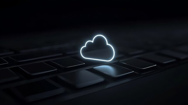 Romantic heart light gently illuminating modern laptop keyboard symbolizing digital love and tech connection.