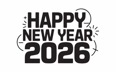 Celebrate the arrival of 2026 with dynamic 'Happy New Year' bold typography, perfect for festive greetings and event promotions