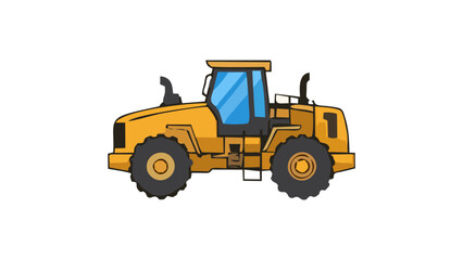 Fototapeta premium Yellow Construction Equipment Illustration A Detailed View of a Heavy-Duty Bulldozer for Various Projects