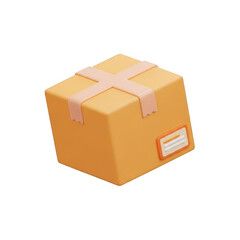 Fototapeta premium Brown cardboard box isolated on transparent background