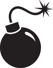 Black round bomb icon with lit fuse ready to explode warning symbol vector