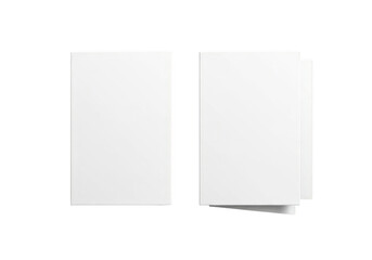 Two blank white cards isolated on transparent background