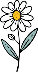 Hand Drawn Daisy Wild Flower Vector Illustration Minimal Botanical Design