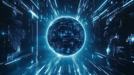 Global data network sphere sending digital information - Powered by Adobe