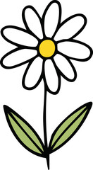 Hand Drawn Daisy Wild Flower Vector Illustration Minimal Botanical Design